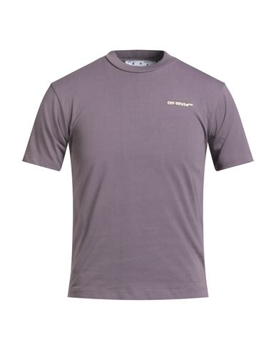 Off-white Man T-shirt Lilac Size Xs Cotton, Polyester In Purple