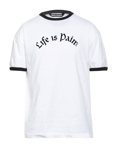 Palm Angels Man T-shirt White Size M Cotton, Polyester, Viscose In White