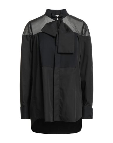 Sacai Woman Shirt Black Size 2 Polyester, Cotton In Black