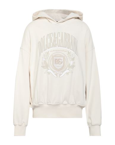 Dolce & Gabbana Man Sweatshirt Cream Size M Cotton, Polyester, Elastane In White