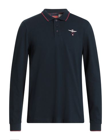 Aeronautica Militare Man Polo Shirt Midnight Blue Size 3xl Cotton In Blue