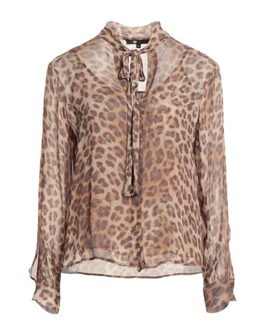 Maje Woman Shirt Sand Size 3 Viscose In Multi