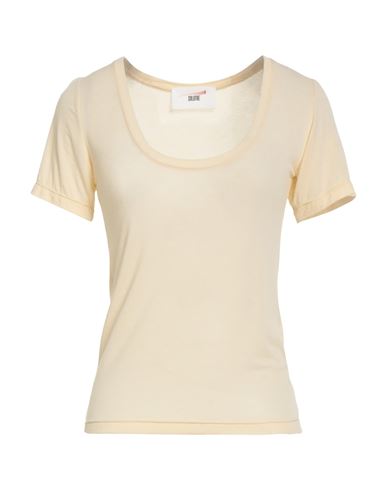 Solotre Woman T-shirt Beige Size 3 Viscose, Polyamide, Cashmere, Elastane In Yellow