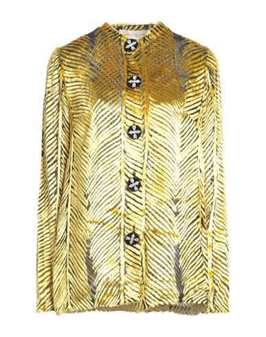 Sandra Mansour Woman Shirt Yellow Size 8 Viscose, Silk In Gold