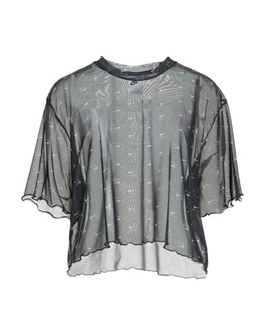 Nike Woman T-shirt Black Size L Polyester, Elastane In Black