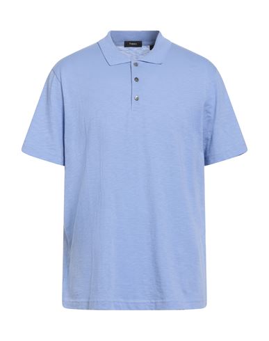Theory Man Polo Shirt Lilac Size L Cotton In Purple