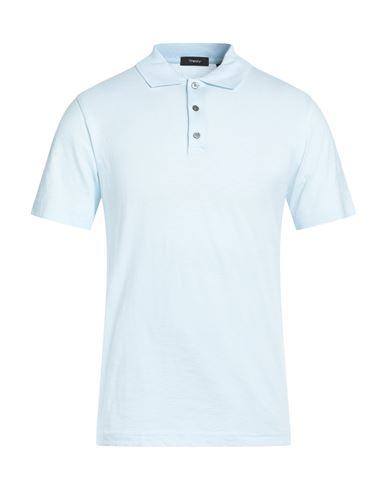 Theory Man Polo Shirt Sky Blue Size S Cotton In Blue