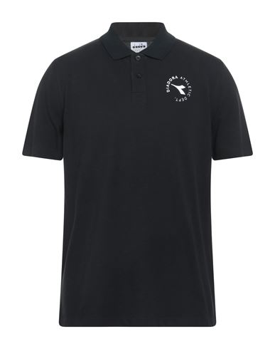 Diadora Man Polo Shirt Black Size Xxl Cotton In Black