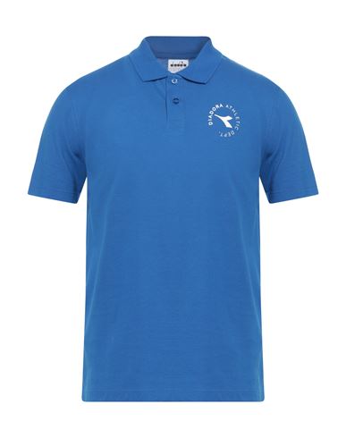 Diadora Man Polo Shirt Bright Blue Size Xxl Cotton In Blue