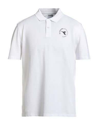 Diadora Man Polo Shirt White Size Xxl Cotton In Black