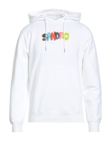 Sandro Man Sweatshirt Off White Size Xl Cotton, Elastane In White
