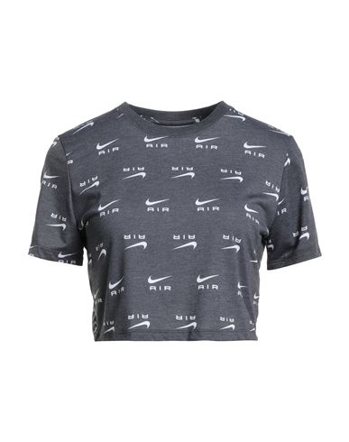Nike Woman T-shirt Charcoal Size L Modal, Polyester, Elastane In Gray