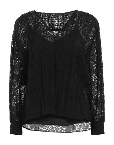 Maje Woman Top Black Size 3 Viscose, Polyamide, Linen In Black