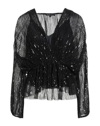 Maje Woman Top Black Size 3 Polyester In Multi