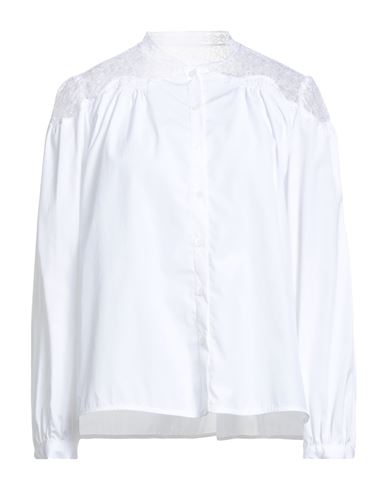 Maje Woman Shirt White Size 3 Cotton, Polyamide In White