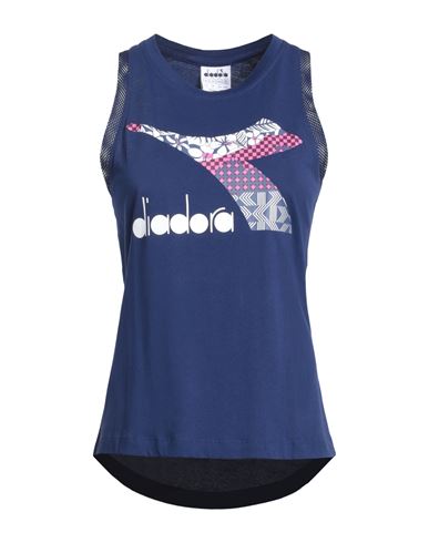 Diadora Woman Tank Top Blue Size Xxs Cotton In Blue