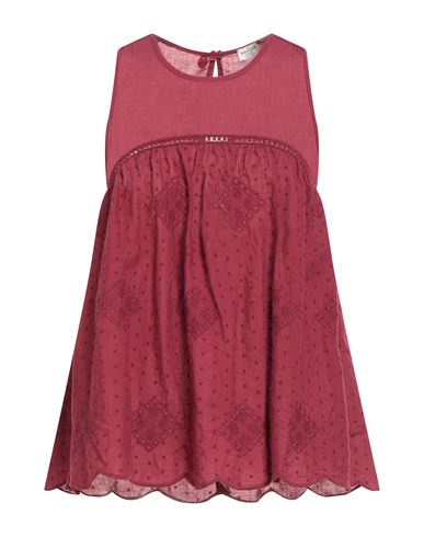 Rebel Queen By Liu •jo Woman Top Burgundy Size S Cotton In Red