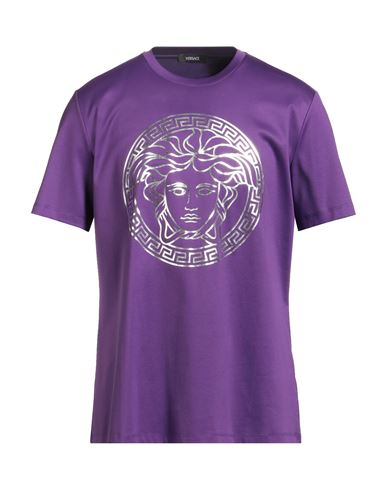 Versace Man T-shirt Purple Size 42 Cotton In Purple