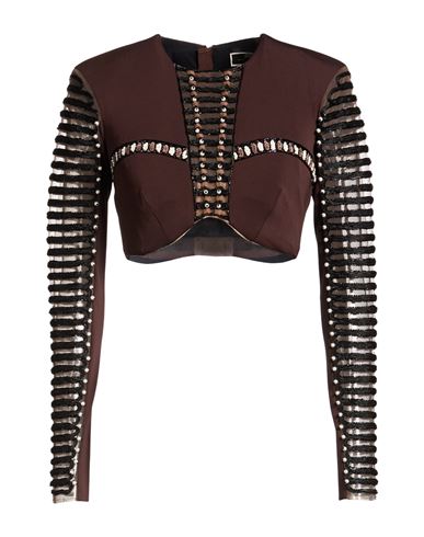 Elisabetta Franchi Woman Top Chocolate Brown Size 8 Viscose, Elastane In Brown