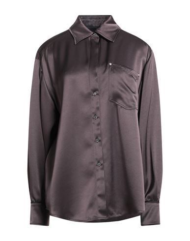 Pinko Woman Shirt Chocolate Brown Size M Acetate, Polyester In Brown