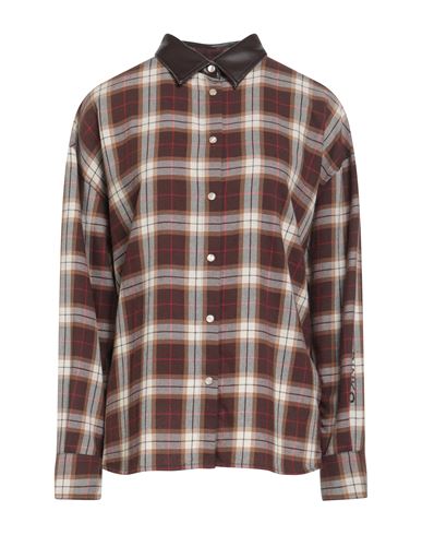 Pinko Woman Shirt Chocolate Brown Size M Polyester, Cotton, Polyurethane, Viscose In Brown