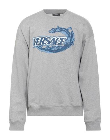 Versace Man Sweatshirt Grey Size Xxl Cotton In Gray
