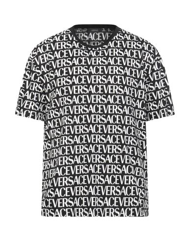 Versace Man T-shirt Black Size 40 Cotton In Black