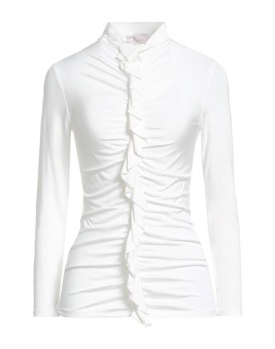 Motel Woman Top White Size M Viscose, Elastane In Animal Print