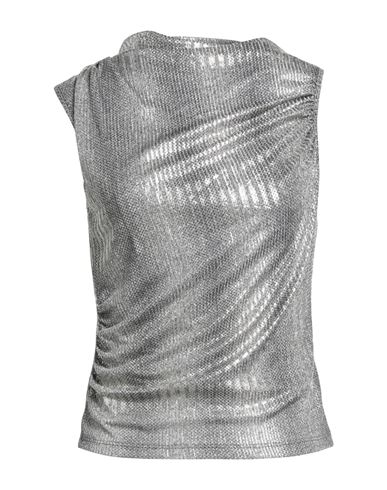 Motel Woman Top Silver Size M Polyester, Elastane, Viscose In Gray