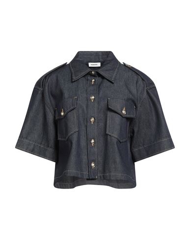 Sandro Woman Denim Shirt Blue Size 3 Cotton In Blue