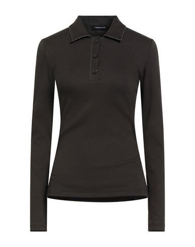 Fabiana Filippi Woman Polo Shirt Charcoal Size 6 Cotton, Elastane In Black