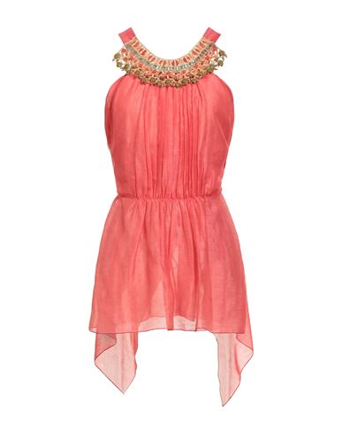Alberta Ferretti Woman Top Coral Size 12 Linen, Silk In Pink