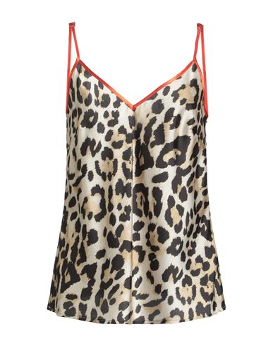 5 Progress Woman Top Beige Size Xs Polyester In Animal Print