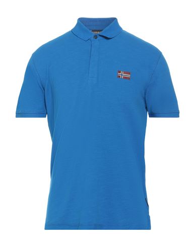 Napapijri Man Polo Shirt Bright Blue Size L Cotton In Blue