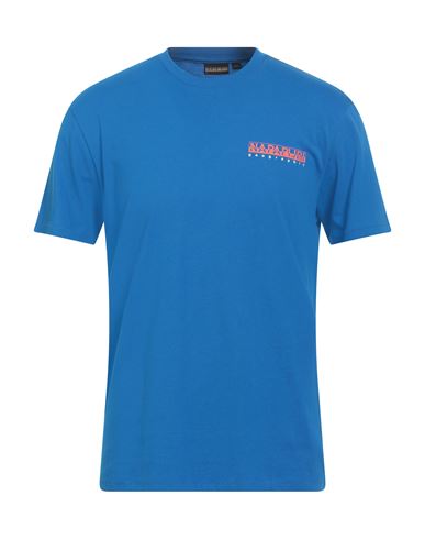 Napapijri Man T-shirt Blue Size L Cotton In Blue