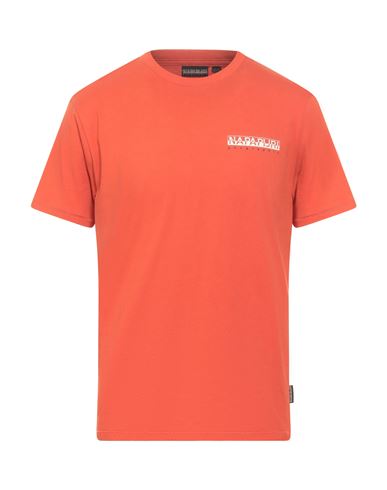 Napapijri Man T-shirt Orange Size L Cotton In Red