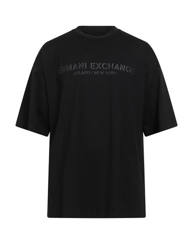 Armani Exchange Man T-shirt Black Size L Cotton In Black