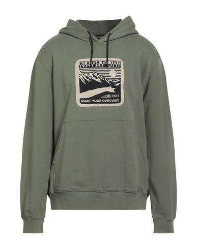 Napapijri Man Sweatshirt Military Green Size S Cotton In Gray
