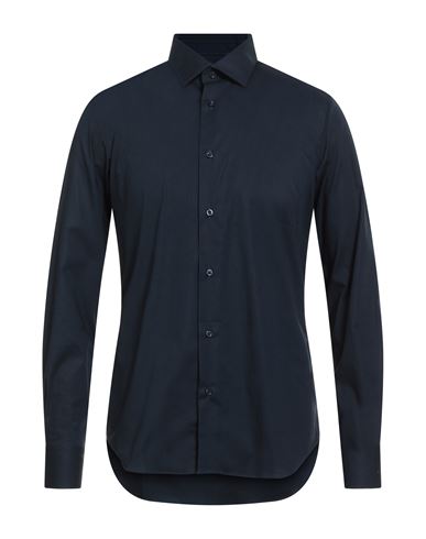 Rodrigo Man Shirt Midnight Blue Size 16 Cotton, Elastane In Blue