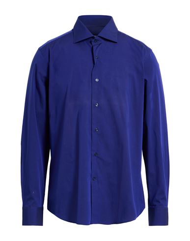 Rodrigo Man Shirt Blue Size 17 Cotton, Elastane In Blue