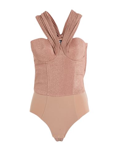 Elisabetta Franchi Woman Bodysuit Light Brown Size 4 Viscose, Polyester, Polyamide, Elastane In Pink