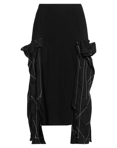Yohji Yamamoto Woman Midi Skirt Black Size 2 Cotton, Polyester In Black