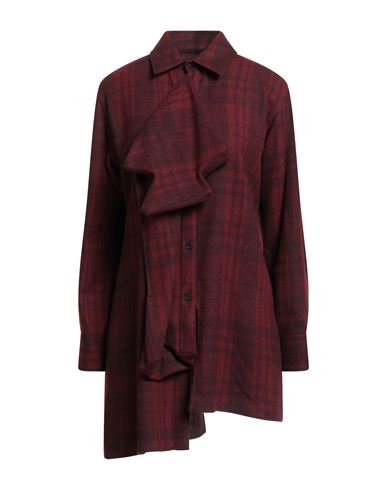 Yohji Yamamoto Collections Woman Shirt Burgundy Size 3 Wool, Nylon, Acrylic, Polyester In Red