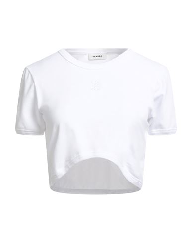 Sandro Woman T-shirt White Size 3 Cotton, Elastane