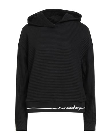 Armani Exchange Woman Sweatshirt Black Size L Polyester, Cotton In Black