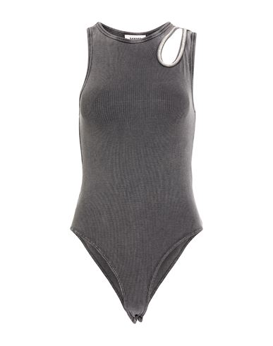 Sandro Woman Bodysuit Charcoal Size 3 Cotton, Elastane, Brass, Polyester, Glass In Gray