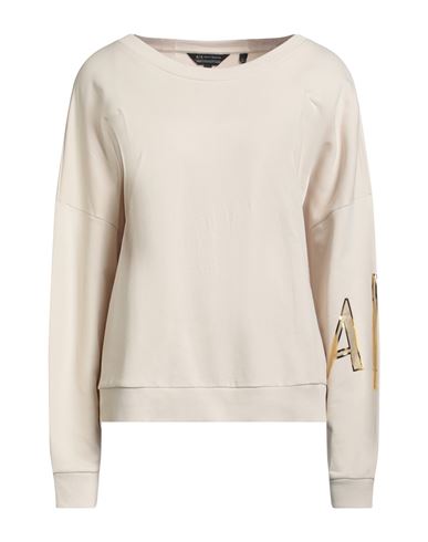 Armani Exchange Woman Sweatshirt Beige Size L Cotton In Neutral