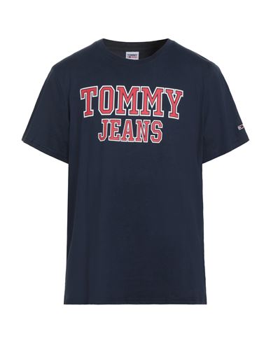 Tommy Jeans Man T-shirt Navy Size Xl Cotton In Blue