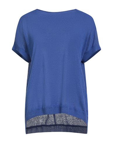 Alessia Santi Woman T-shirt Blue Size 1 Linen, Silk