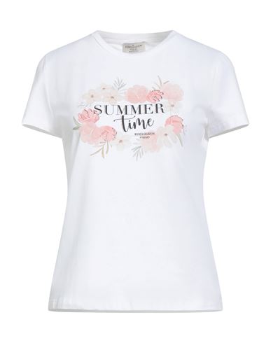 Rebel Queen By Liu •jo Woman T-shirt White Size Xs Cotton, Elastane In Pink